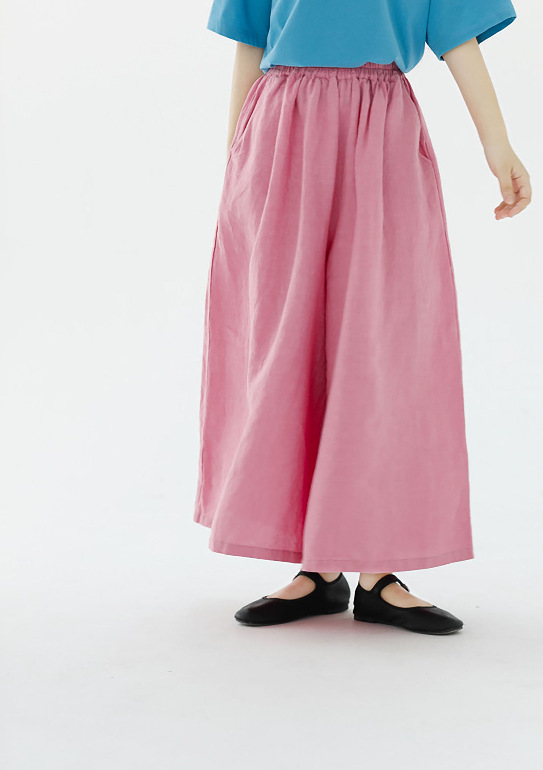 EDOA Stone-washed Linen Wide Leg Pants