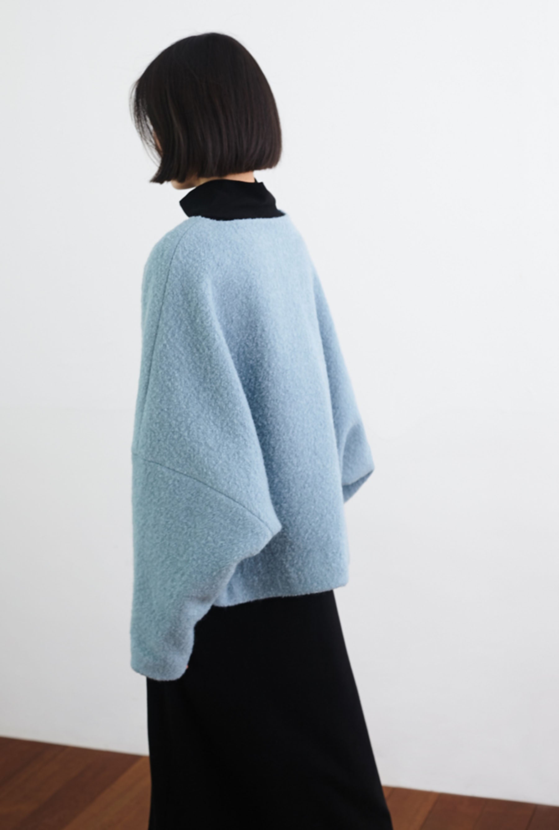 edoa Boiled Wool Oversized Bat Sleeve Pullover Jacket