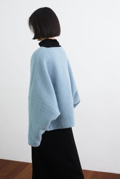 edoa Boiled Wool Oversized Bat Sleeve Pullover Jacket
