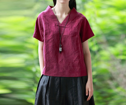 edoa Cracked Mud Silk V-neck Tee