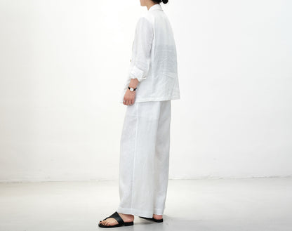 edoa Pink Linen Blazer with pockets