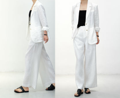 edoa Pink Linen Blazer with pockets