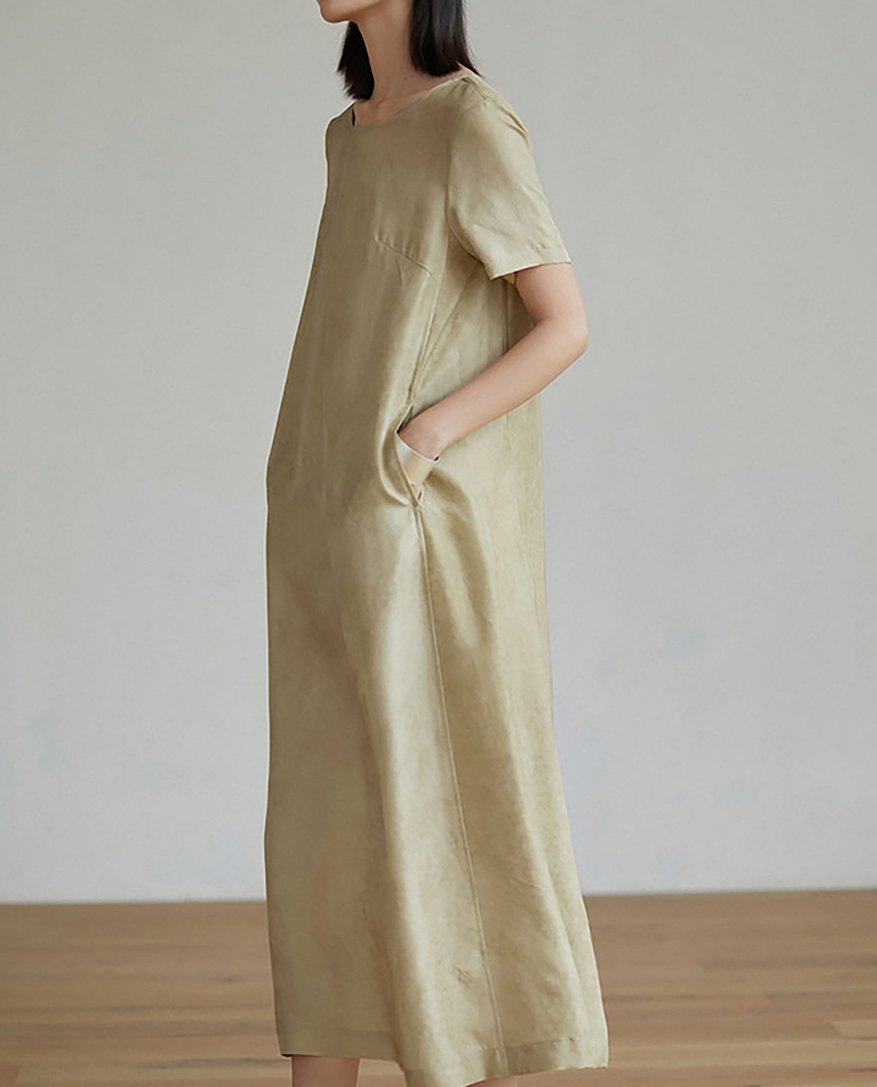 edoa Distressed Mulberry Silk A-line Dress