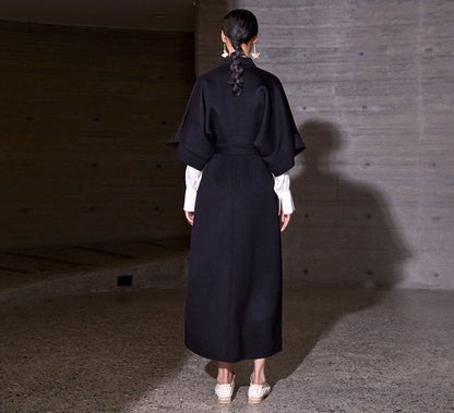 edoa Double Faced Wool Tie Coat 