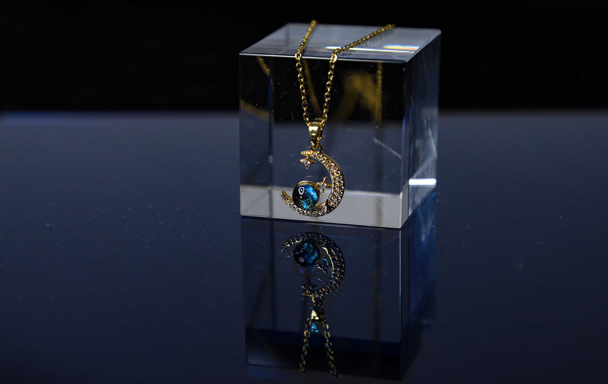 edoa Moon & Planet Pendant Necklace 