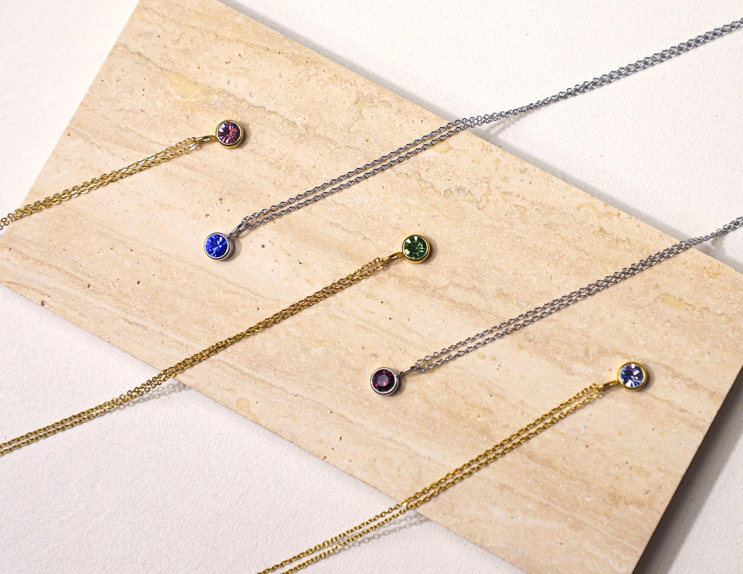 edoa Round Pendant Birthstone Necklace