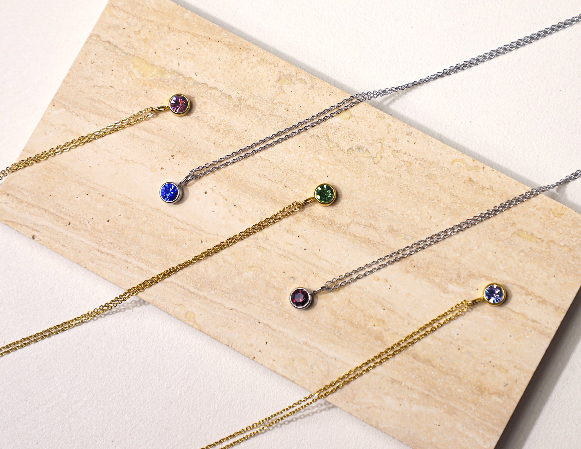 edoa Round Pendant Birthstone Necklace