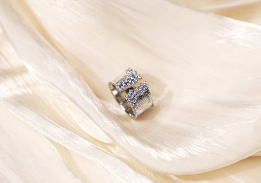 Dainty pave diamond ring