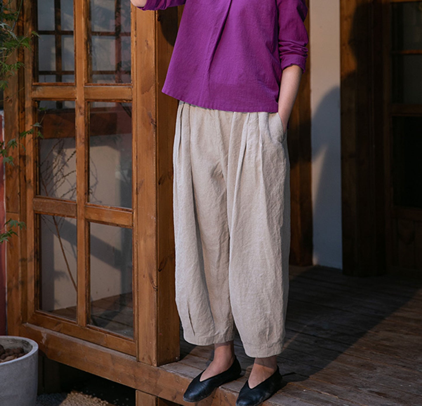 edoa Flax Tapered Linen Pants