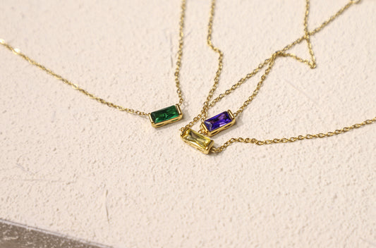 baguette birthstone necklace