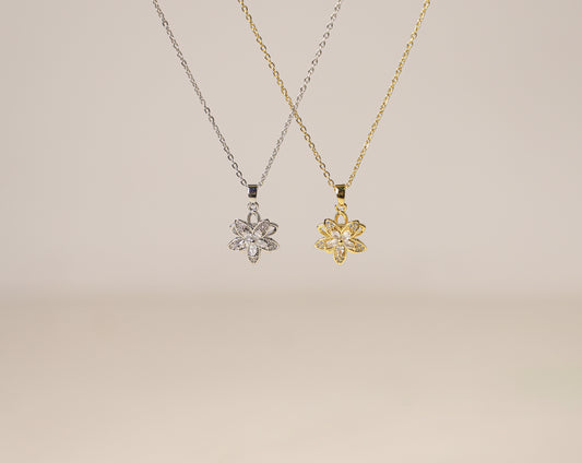 edoa Rotary Double layer Flower Fidget Necklace