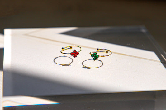 Heart clover birthstone ring