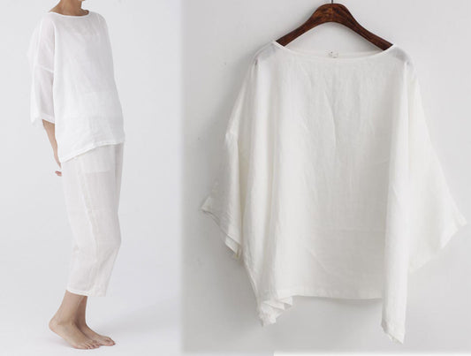 edoa Washed Ramie Smock Top