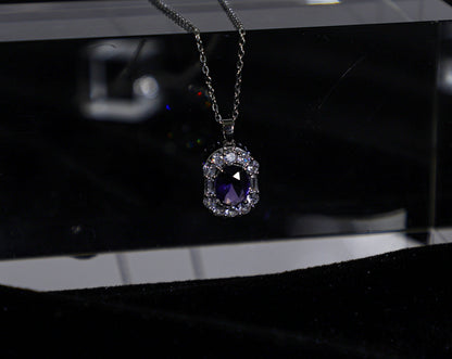 Vintage Amethyst Halo Necklace ne0026