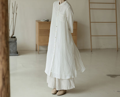 edoa Linen Button Down Shirtdress