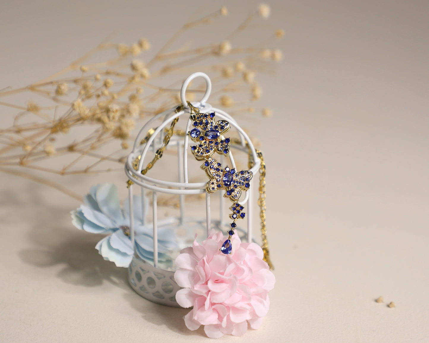 edoa Sapphire Duo Butterfly Necklace