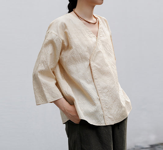 edoa Tussah Dupioni Silk Hanfu Blouse