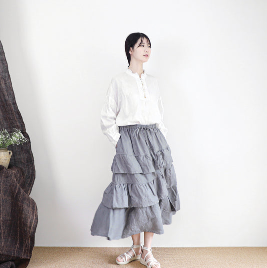 edoa maxi linen tiered skirt
