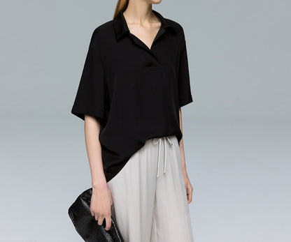 edoa Oversized Silk Georgette Polo