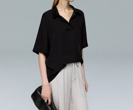 edoa Oversized Silk Georgette Polo