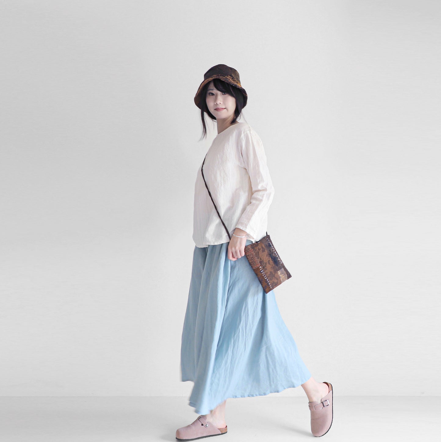 edoa minimalist striped linen blouse