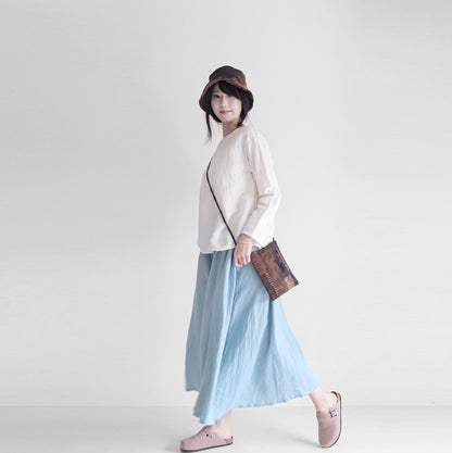 edoa minimalist striped linen blouse