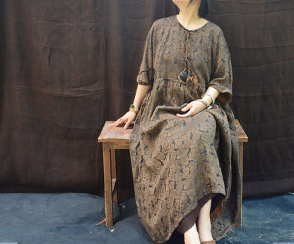 edoa Reversible Loose Fitting Mud Silk Jacquard Qipao