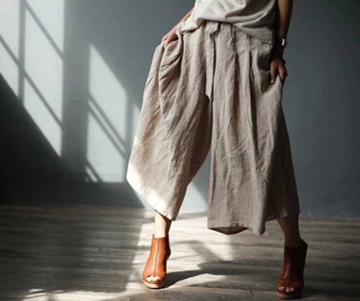 edoa  Linen Wide Leg Pants