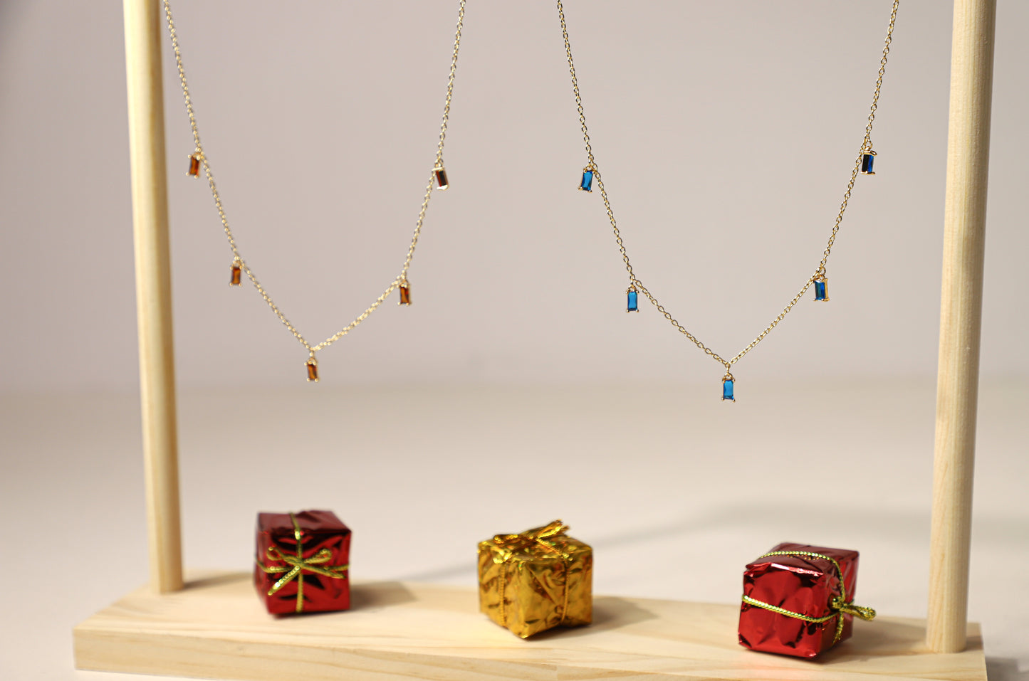 edoa Baguette Birthstone Station Necklace