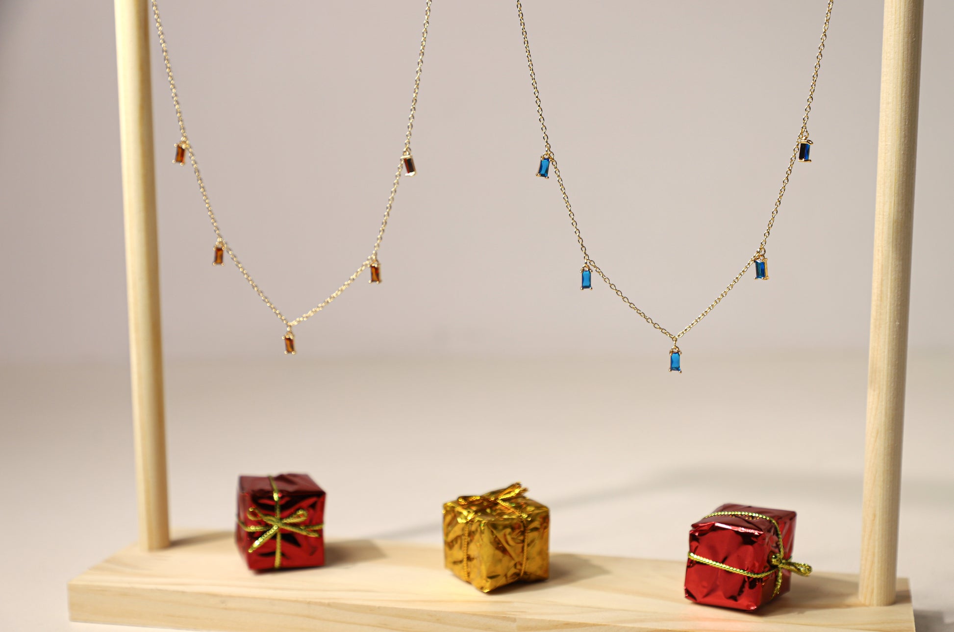 edoa Baguette Birthstone Station Necklace