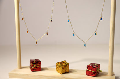 edoa Baguette Birthstone Station Necklace