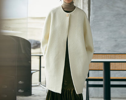 edoa Boiled Wool Kimono Wrap Coat