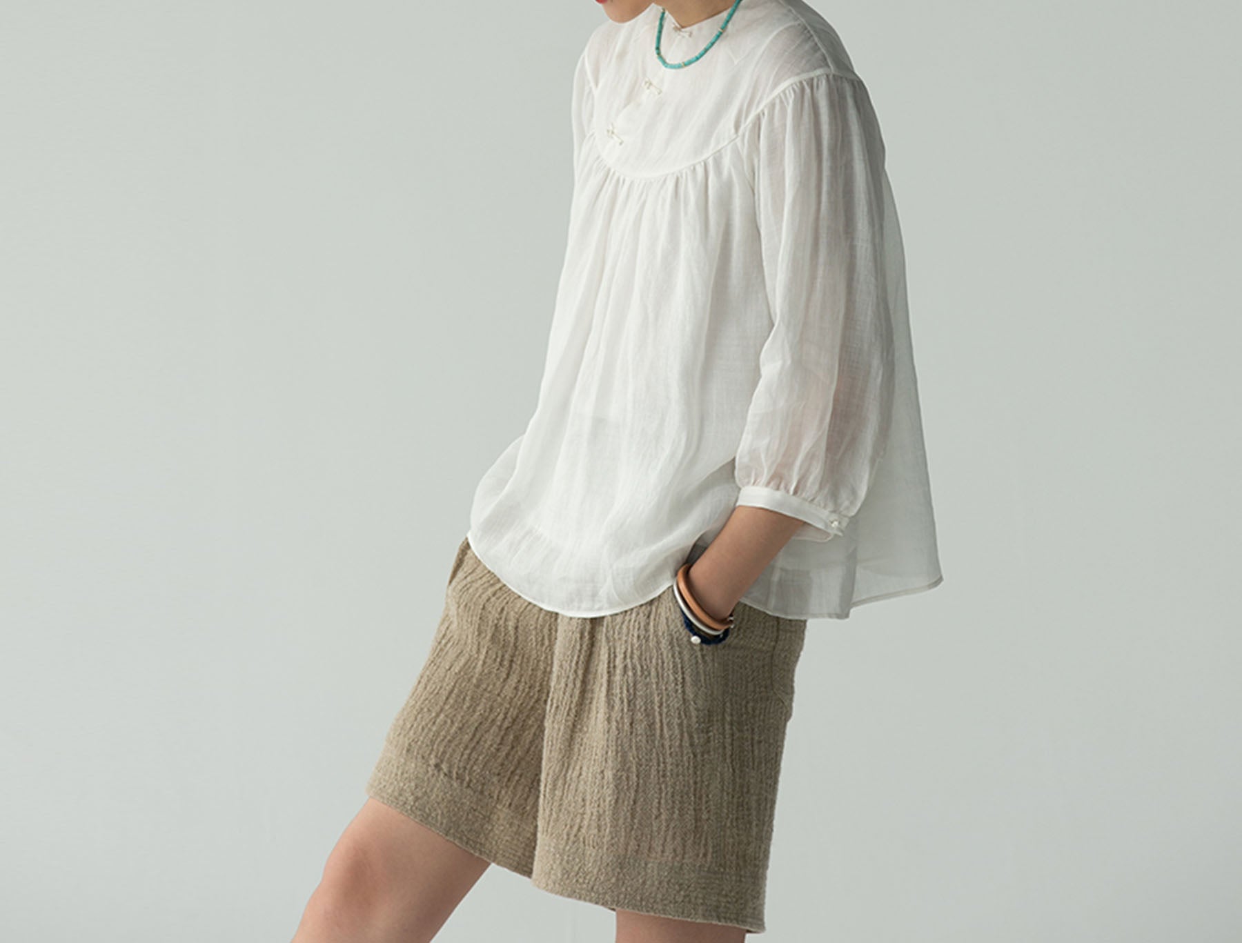 edoa Ramie Flared Top to0028