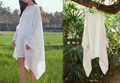 edoa Oversized Linen Loose Tunic Dress