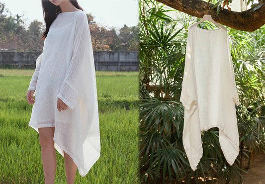 edoa Oversized Linen Loose Tunic Dress