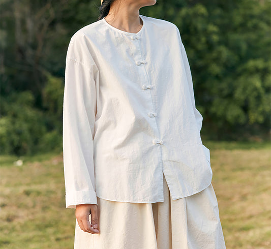 edoa Longsleeve Paper Cotton Round Neck Shirt