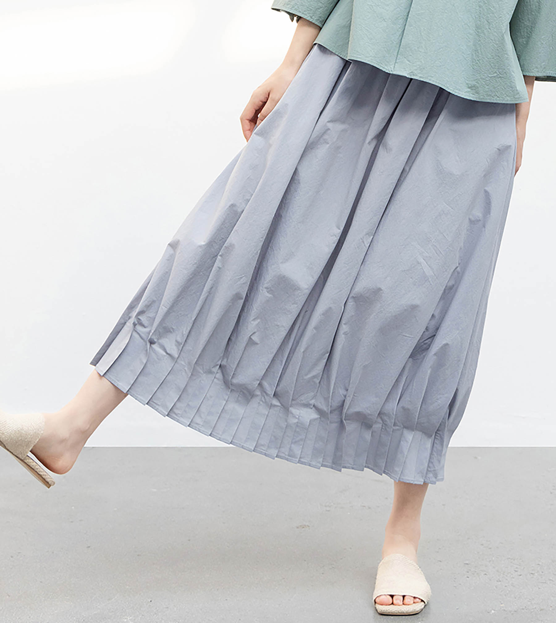 edoa Paper Cotton Pleated Hem Bud Skirt 