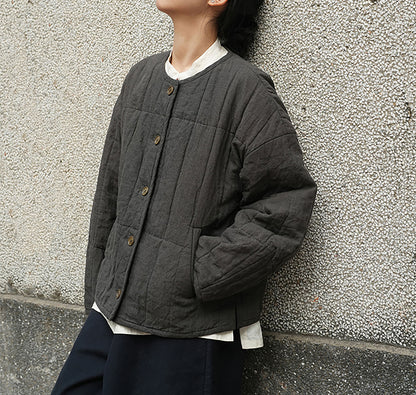 EDOA Yarn-dyed Linen Hand Quilted Jacket