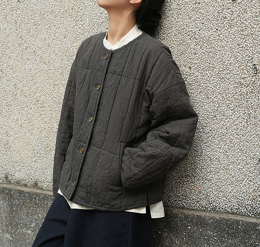 EDOA Yarn-dyed Linen Hand Quilted Jacket