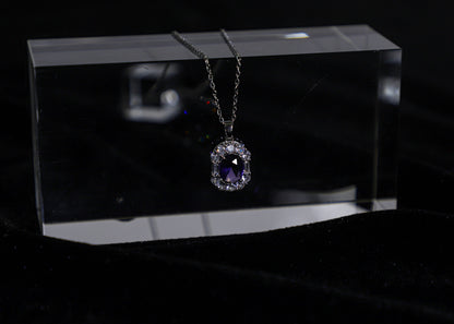 edoa Vintage Amethyst Halo Necklace