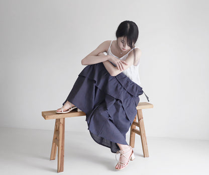 edoa maxi linen tiered skirt