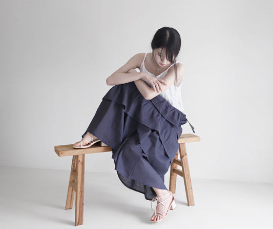 edoa maxi linen tiered skirt