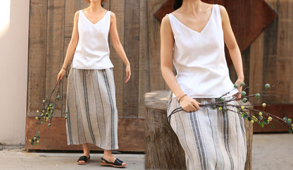 edoa Pure Silk Crepe de Chine V Neck Tank 