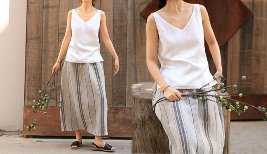 edoa Pure Silk Crepe de Chine V Neck Tank 