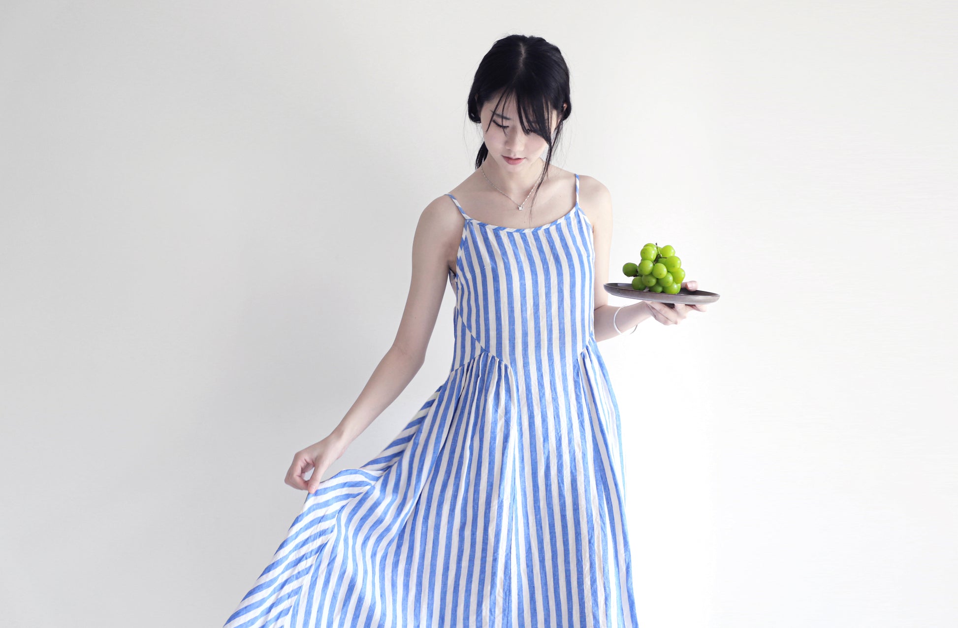 edoa linen striped dress