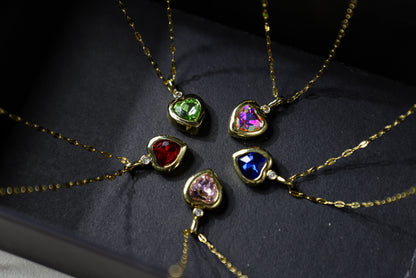 edoa Vintage Heart Gemstone Necklace