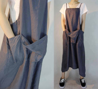 edoa Linen Pinafore Dress