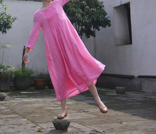 edoa Hand Pintucked Floor-length Dress