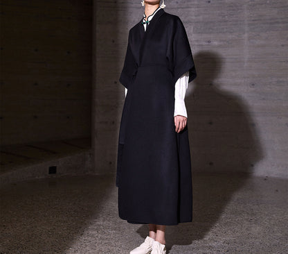 edoa Double Faced Wool Tie Coat 