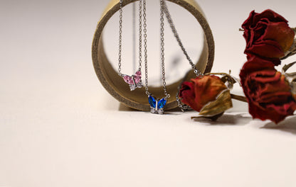 tiny butterfly birthstone necklace